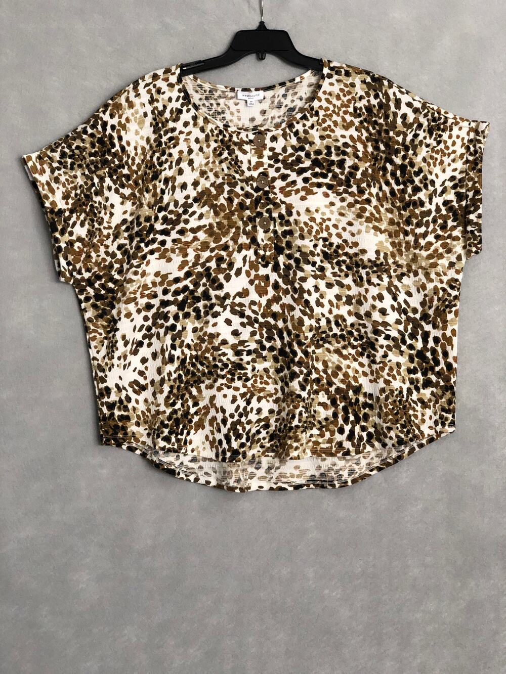 Westbound Woman Pop-Over Top Henley Cuff Short Sleeve Women's 3X NEW